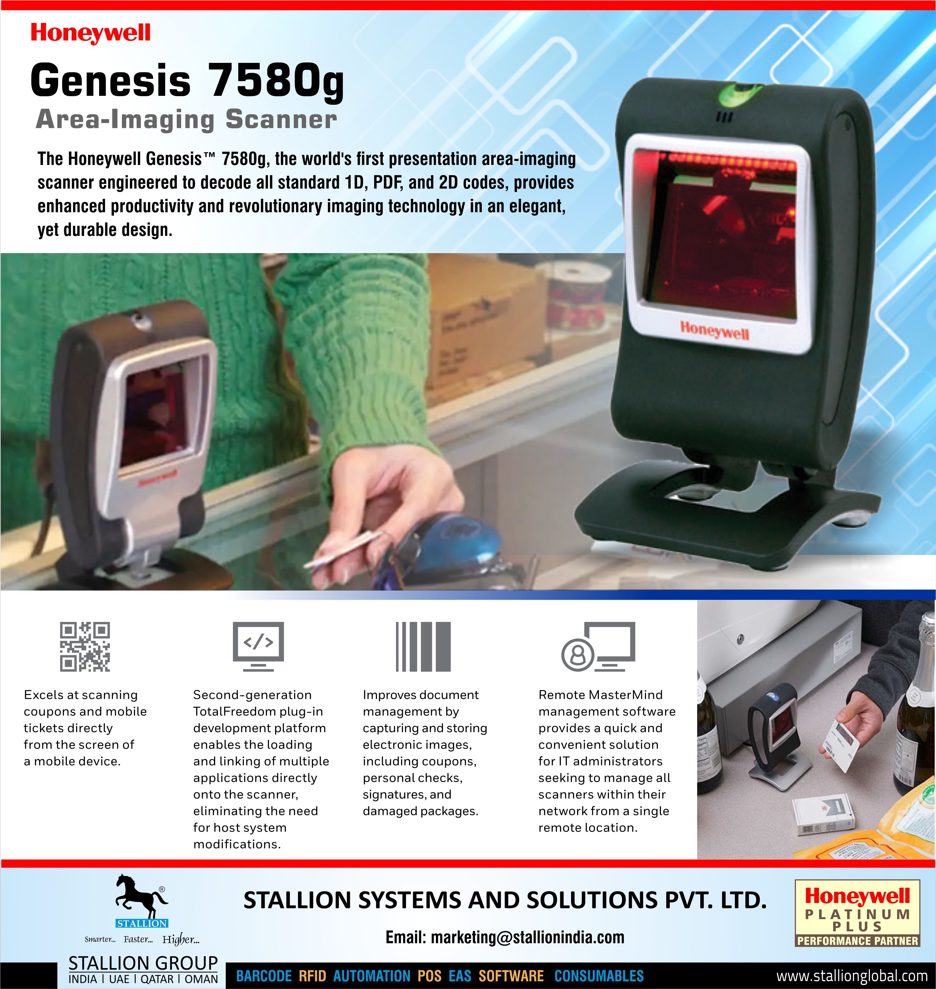 Honeywell Genesis 7580g-Area Imaging Barcode Scanner